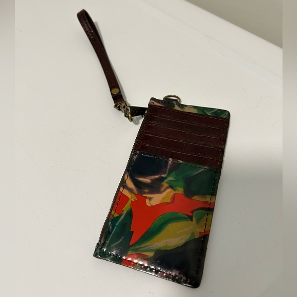 Patricia Nash Leather Wallet Wristlet Red Brown - Picture 2 of 8